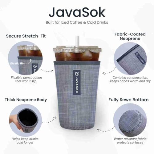 Sok It JavaSok Iced Coffee & Cold Soda Insulated Neoprene Cup Sleeve (Blushing Blooms, Medium: 22-28oz)