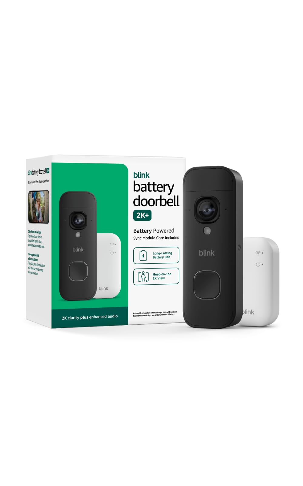 Blink Battery Doorbell 2K+ (newest model) — Wireless video doorbell, 2K video resolution, enhanced audio. Sync Module Core in
