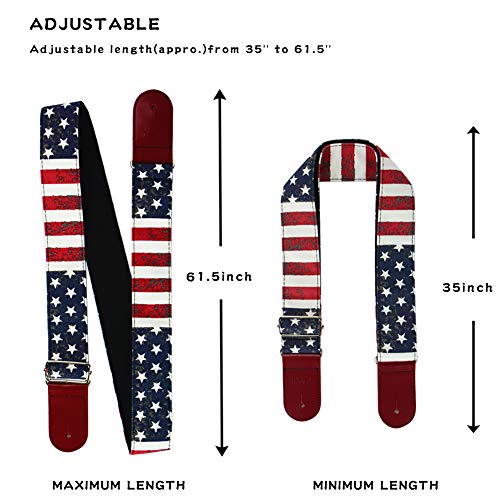 Adjustable Guitar Strap Includes 2 Strap Locks & 2 Matching Picks & 1 Picks Holder & 1 leather Strap Button.
