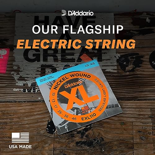 D'Addario Electric Guitar Strings, XL Nickel, EXL110-3D, Regular Light Gauge 10-46, 6-String Set, Pack of 3