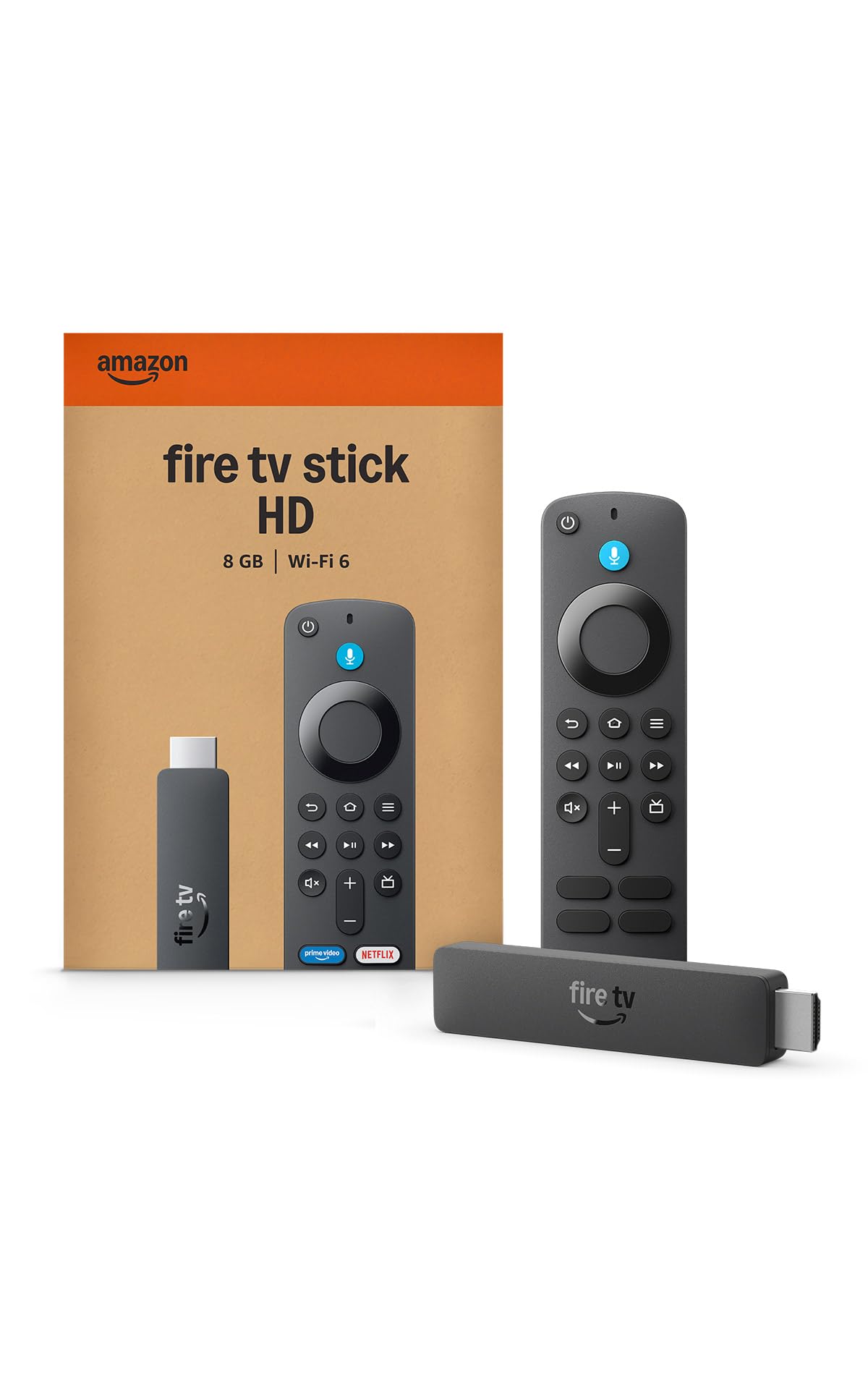Amazon Fire TV Stick HD (newest model), free & live TV, Alexa Voice Remote, powered by the TV, effortless setup, find shows f