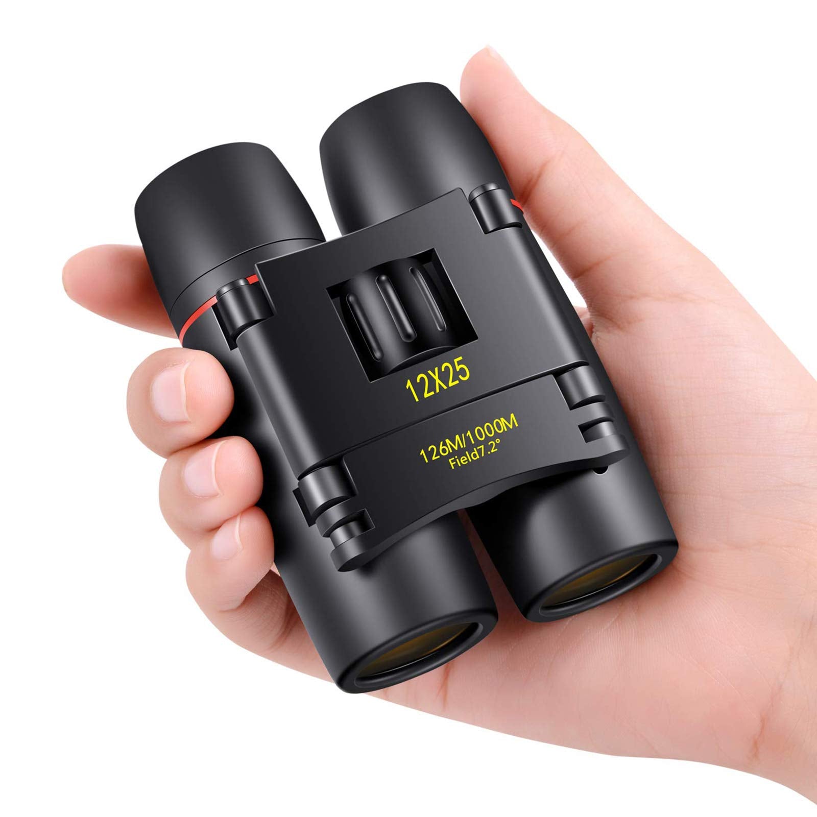 POLDR 12X25 Small Pocket Binoculars Compact Adults, Mini Kids Binoculars Boys for Bird Watching, Concert Theater Opera
