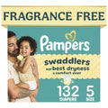Pampers Swaddlers Diapers, Size 5 (20-37 lbs), 132 Count, Fragrance Free, Hypoallergenic, Absorbent, Pediatrician Recommended, Skin Safe