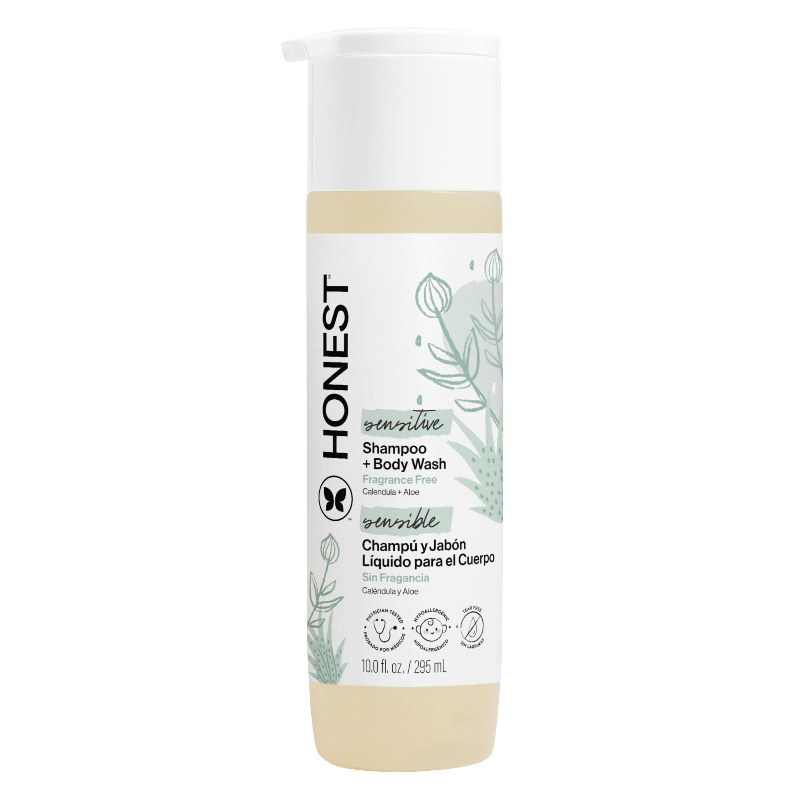 The Honest Company 2-in-1 Baby Shampoo & Body Wash, Fragrance-Free, Tear-Free, Hypoallergenic, Naturally Derived, Sensitive S