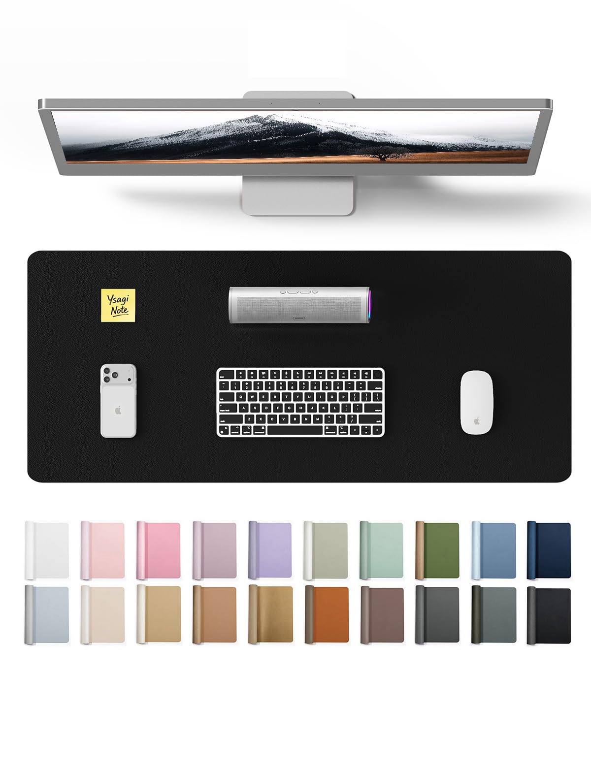 YSAGi Leather Office Desk Pad Protector, Large Mouse Pad, Non-Slip, PU Leather, Laptop Desk Blotter, Waterproof Writing Pad f