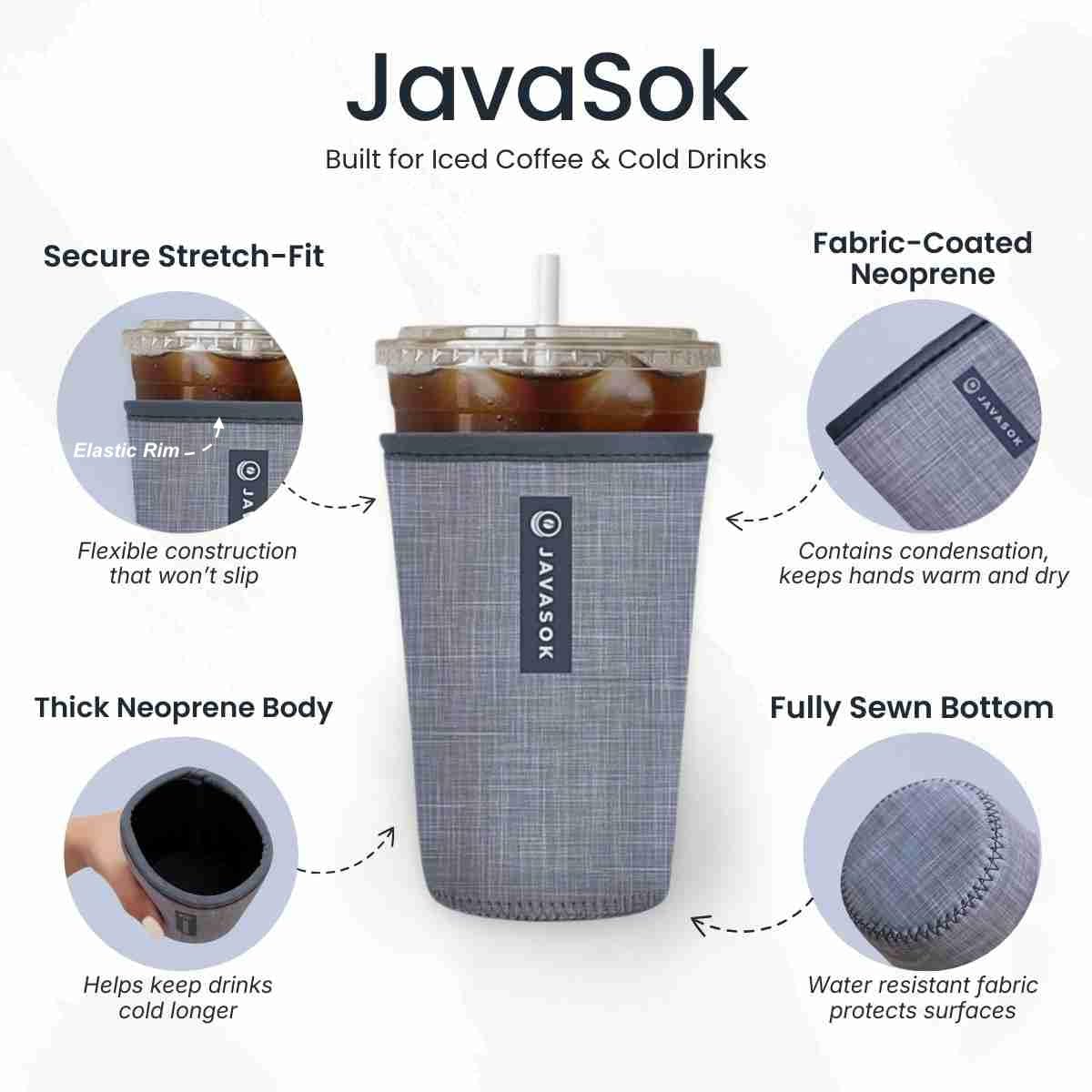 Sok It JavaSok Iced Coffee & Cold Soda Insulated Neoprene Cup Sleeve (Blushing Blooms, Medium: 22-28oz)