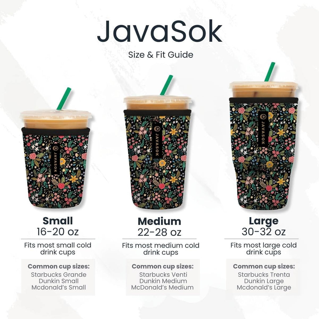 Sok It JavaSok Iced Coffee & Cold Soda Insulated Neoprene Cup Sleeve (Blushing Blooms, Medium: 22-28oz)