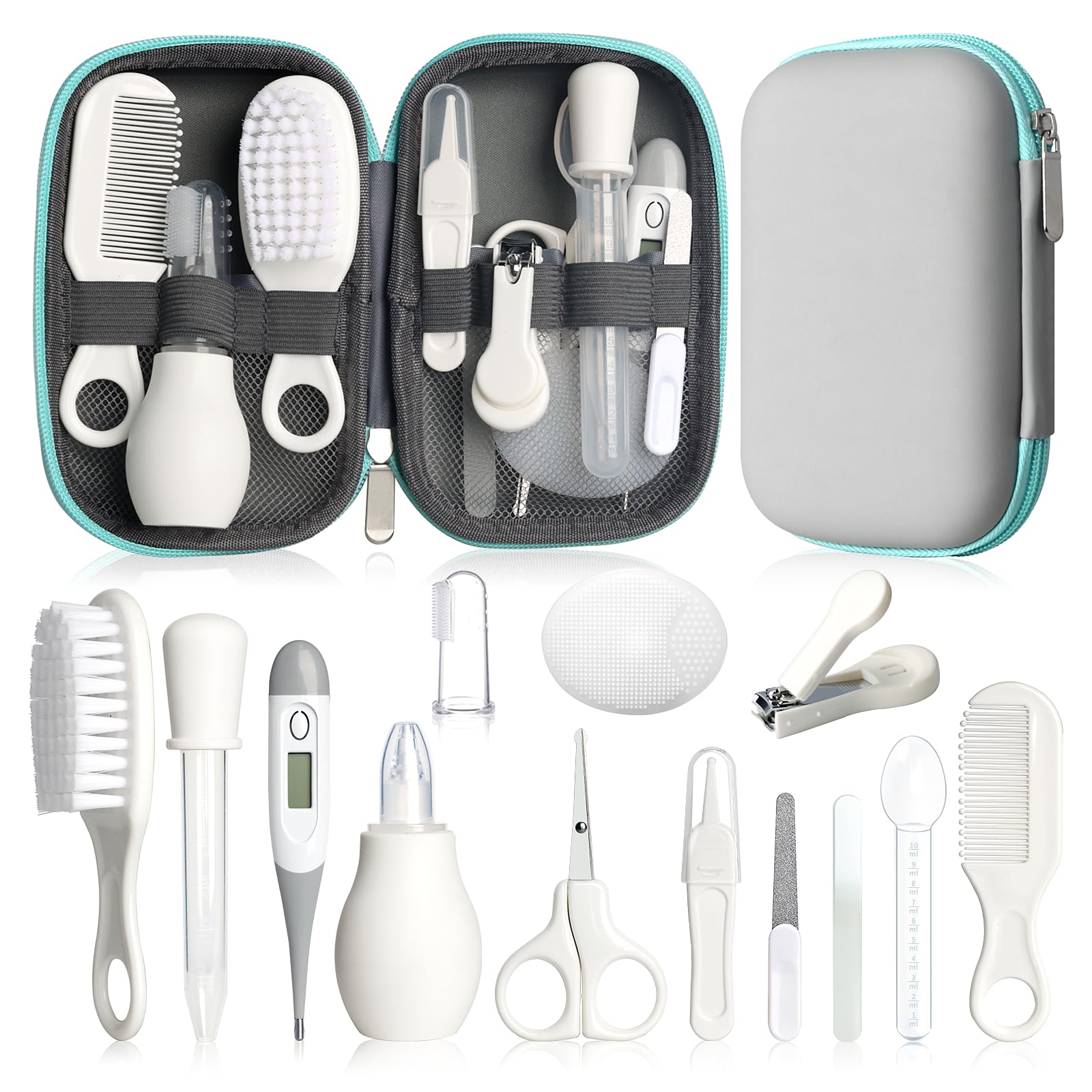 Baby Grooming Kit, Infant Safety Care Set with Hair Brush Comb Nail Clipper Nasal Aspirator,Baby Essentials Kit for Newborn G