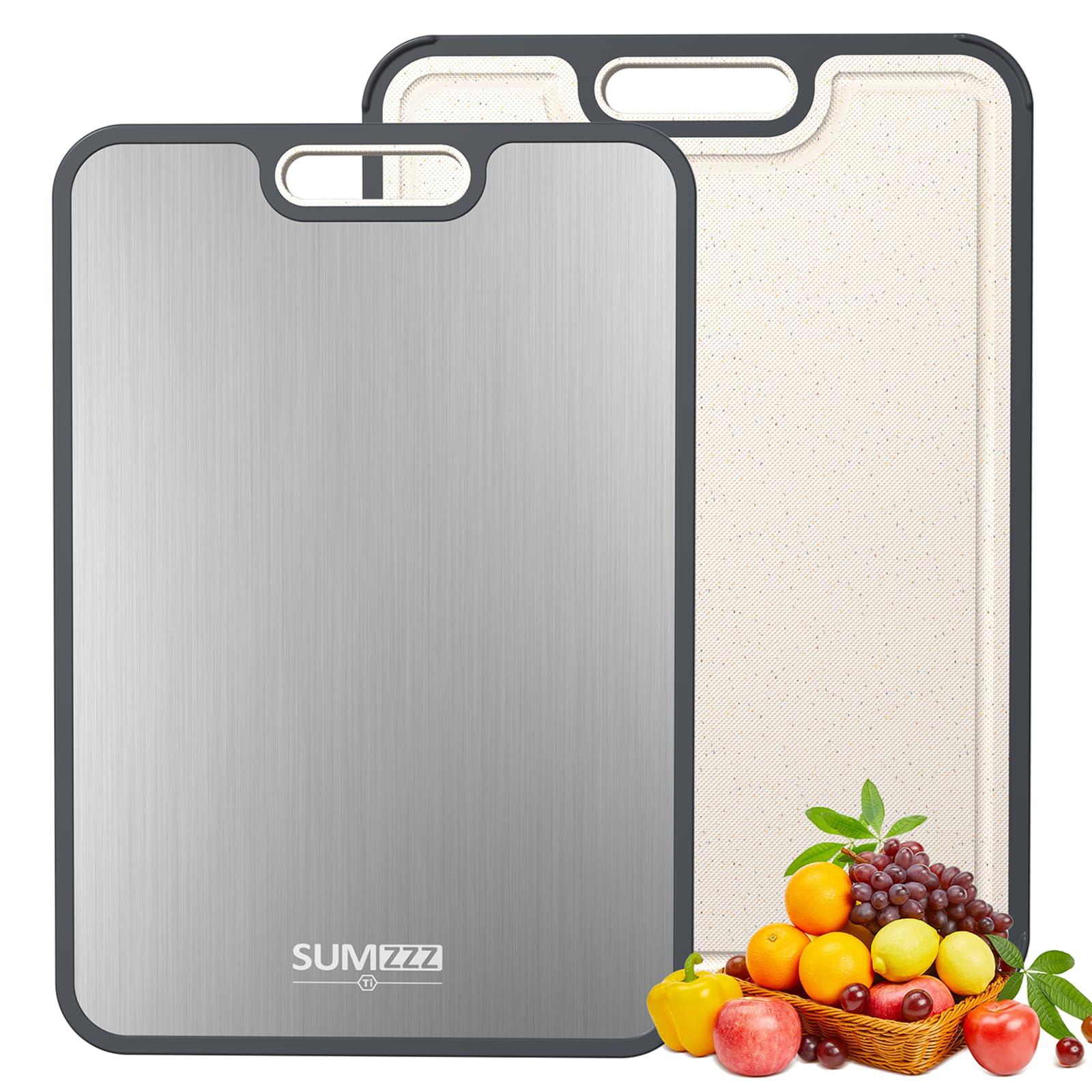 Titanium Cutting Board for Kitchen, Cutting Board Double Sided Food Grade, Pure Titanium/PP, Easy to Clean Large Size 15”×10.