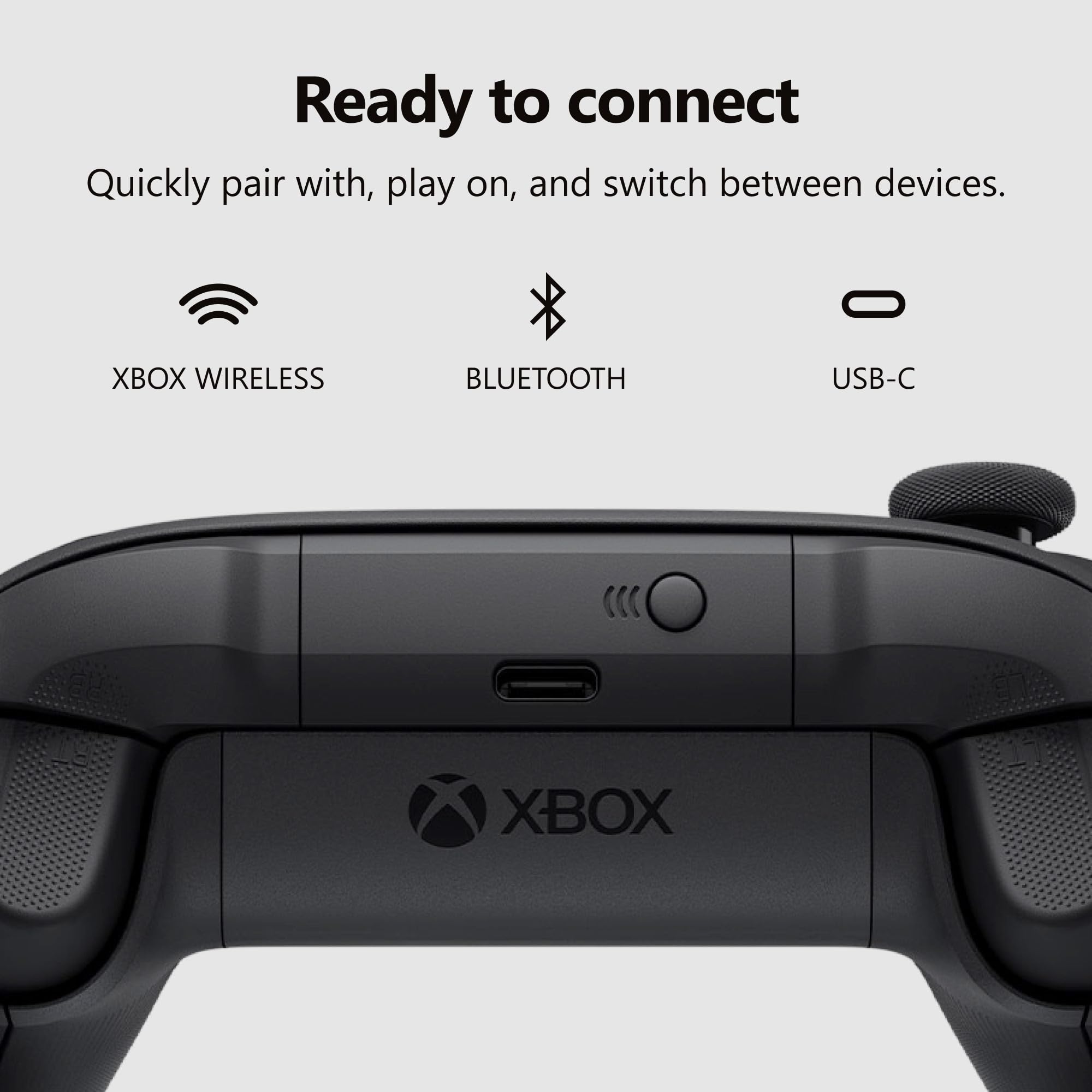XBOX Wireless Gaming Controller | Carbon Black | Console, PC, & Cloud Devices | Textured Grip | Wireless, Bluetooth, USB-C Connectivity
