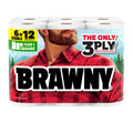Brawny Tear-A-Square 3-Ply Paper Towels, 6 Double Rolls = 12 Regular Rolls, Strong, Absorbent, and Durable with 3 Sheet Sizes