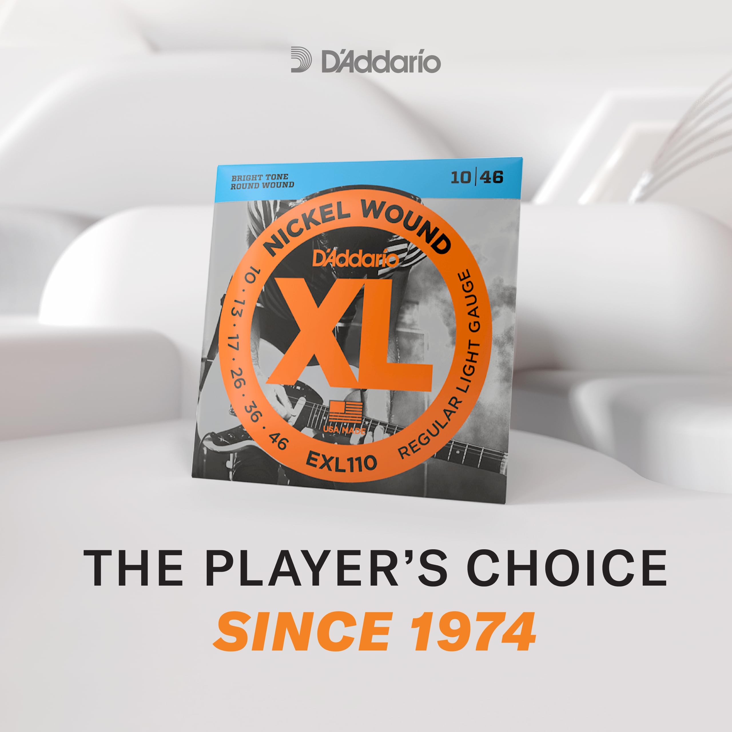 D'Addario Electric Guitar Strings, XL Nickel, EXL110-3D, Regular Light Gauge 10-46, 6-String Set, Pack of 3