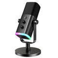 FIFINE USB/XLR Dynamic Microphone for Podcast Recording, PC Computer Gaming Streaming Mic with RGB Light, Mute Button, Headph