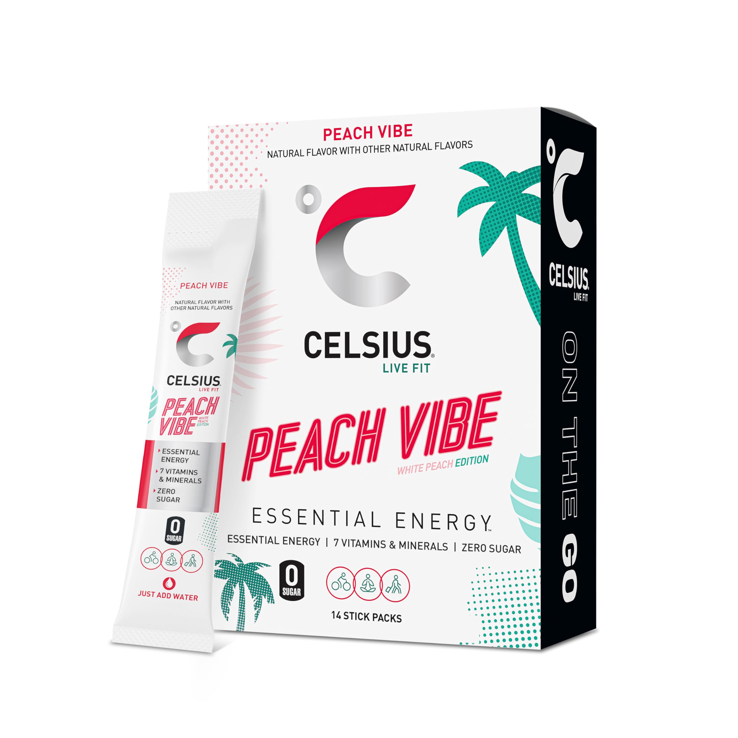 CELSIUS® On-The-Go Powder Sticks Dragonfruit Lime, Essential Energy 2.8 Oz