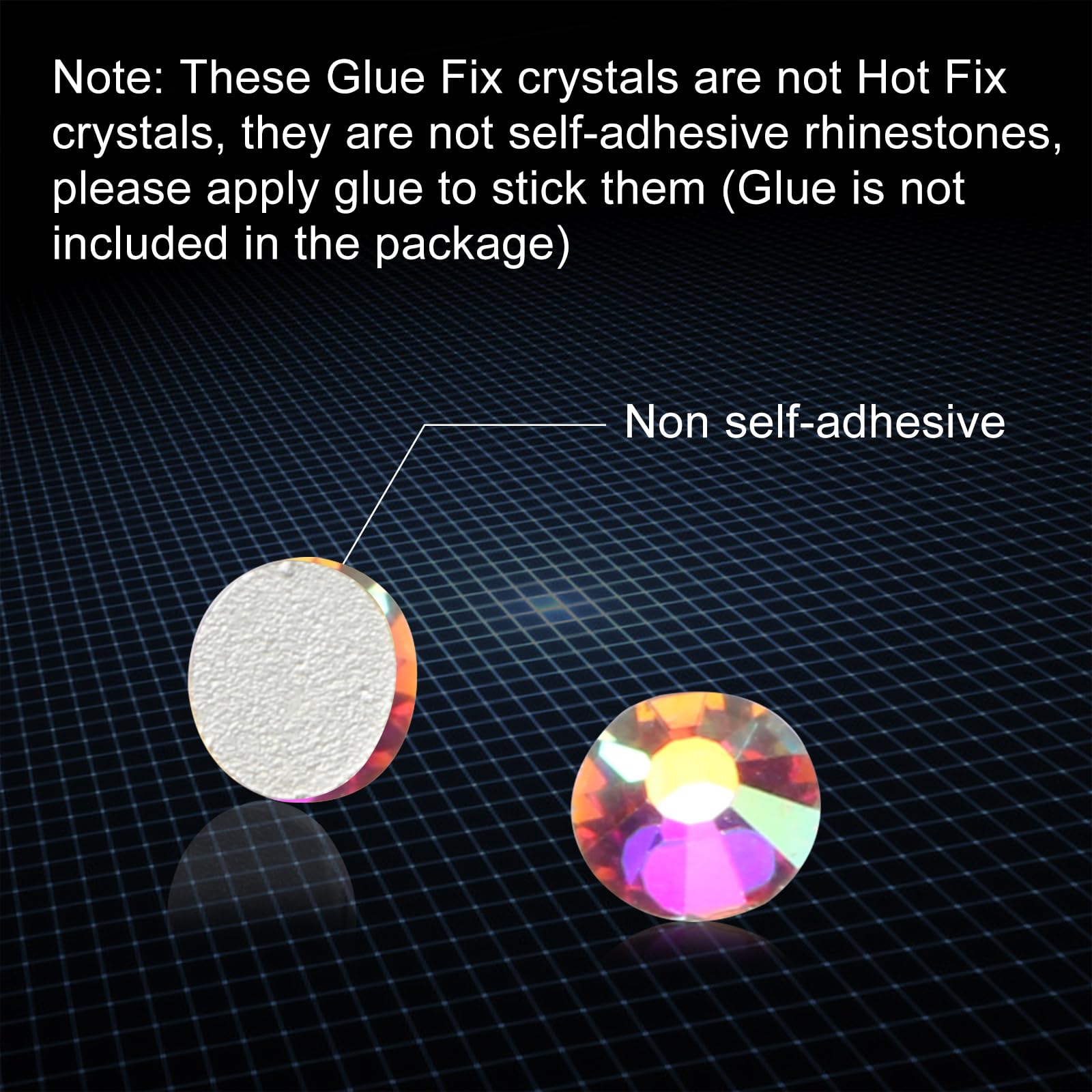 1440pcs Glue Fix Crystal Flatback Rhinestones Glass Diamantes Gems for Crafting Nail Art Crafts Decorations Clothes Shoes 4.8mm (ss20, Crystal AB)