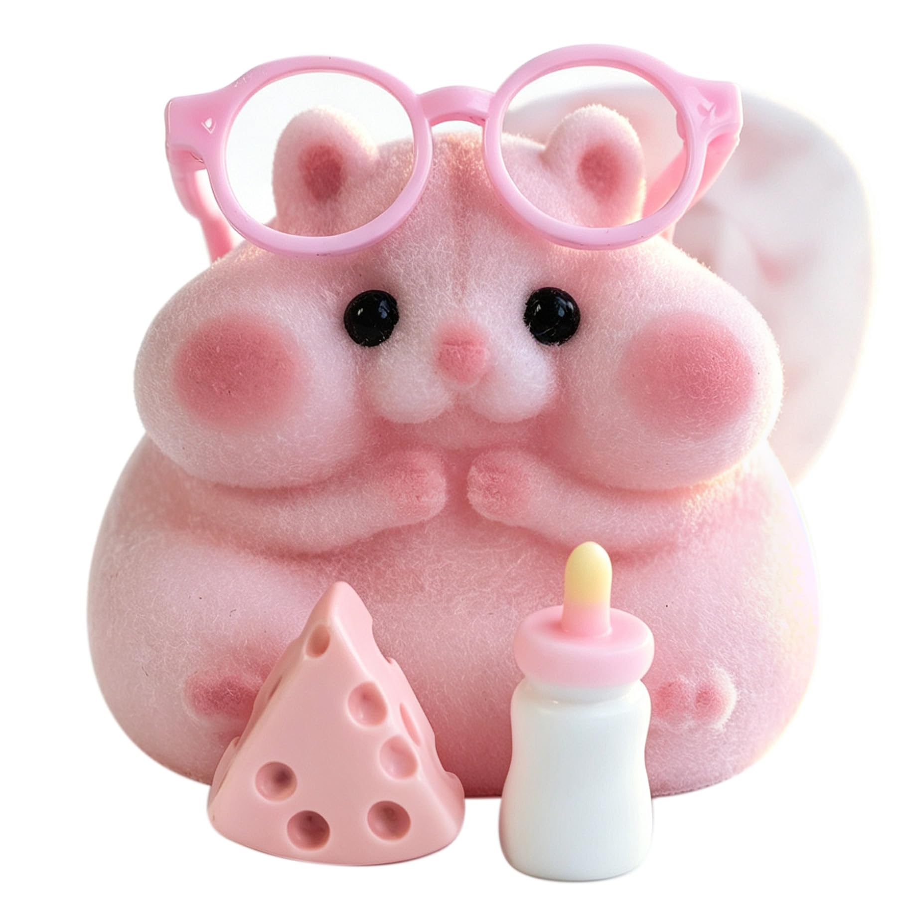 Handmade Taba Squishy Hamster Toy, Cute Squishy Hamster Fidget Toy, Realistic Hamster Toy, Soft Silicone Mochi Furry Toy, Stress Relief Gift for Adults & Kids, Sensory Anxiety Plushie (Pink)