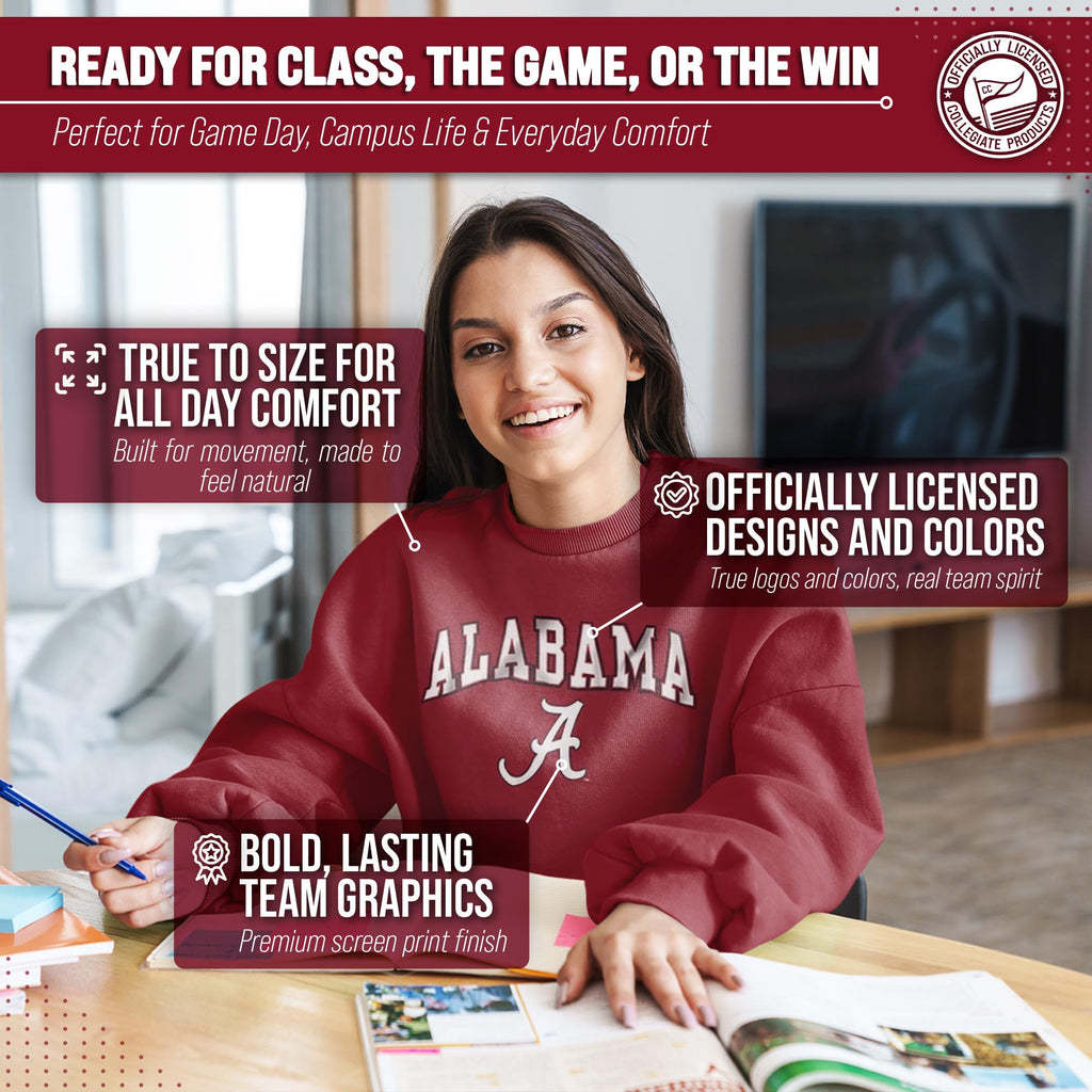 NCAA College Sweatshirt Fleece Crewneck Pullover for Men and Women | Officially licensed NCAA college gameday crewneck pullover - 9 oz fleece lined sweatshirt with arch and logo design