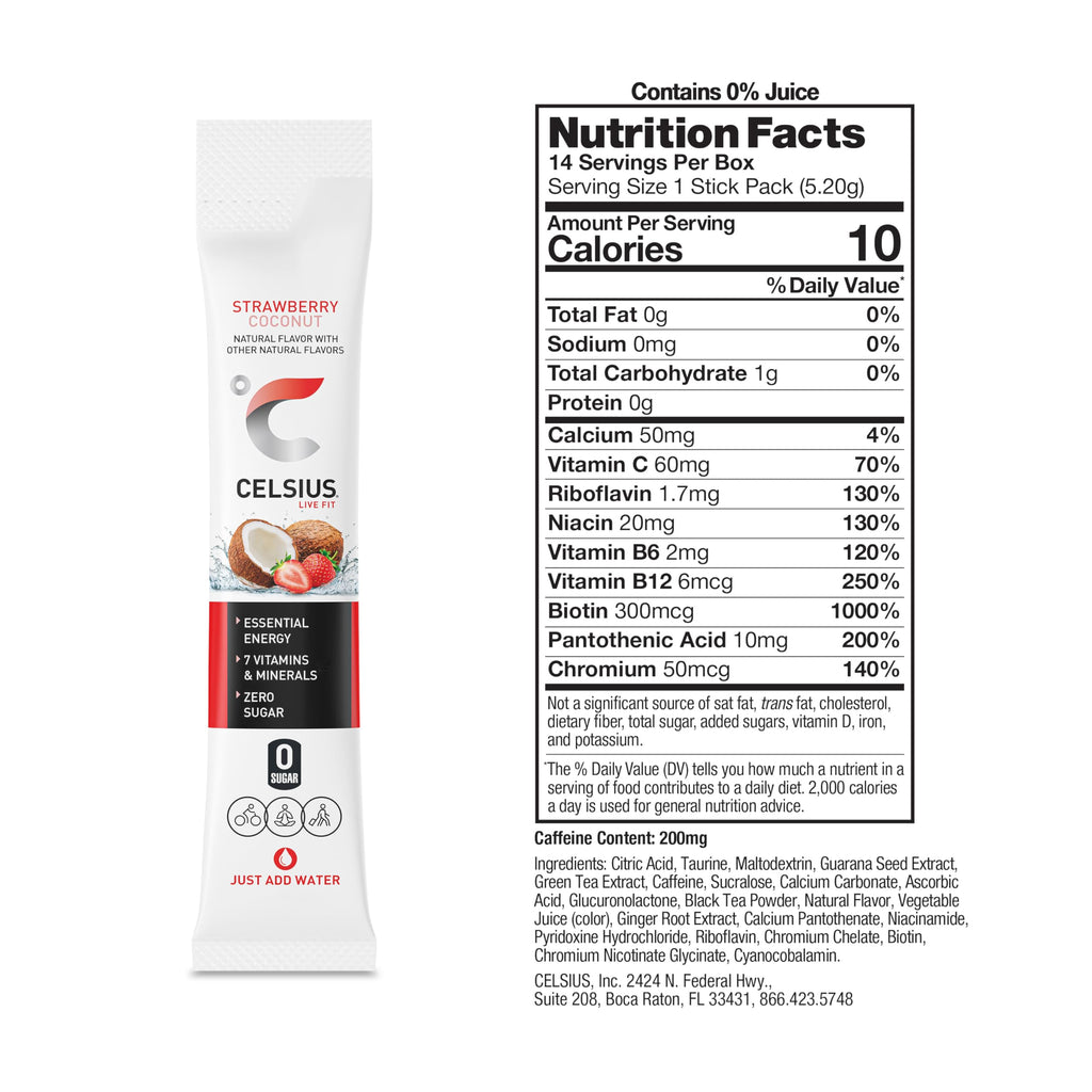 CELSIUS® On-The-Go Powder Sticks Dragonfruit Lime, Essential Energy 2.8 Oz