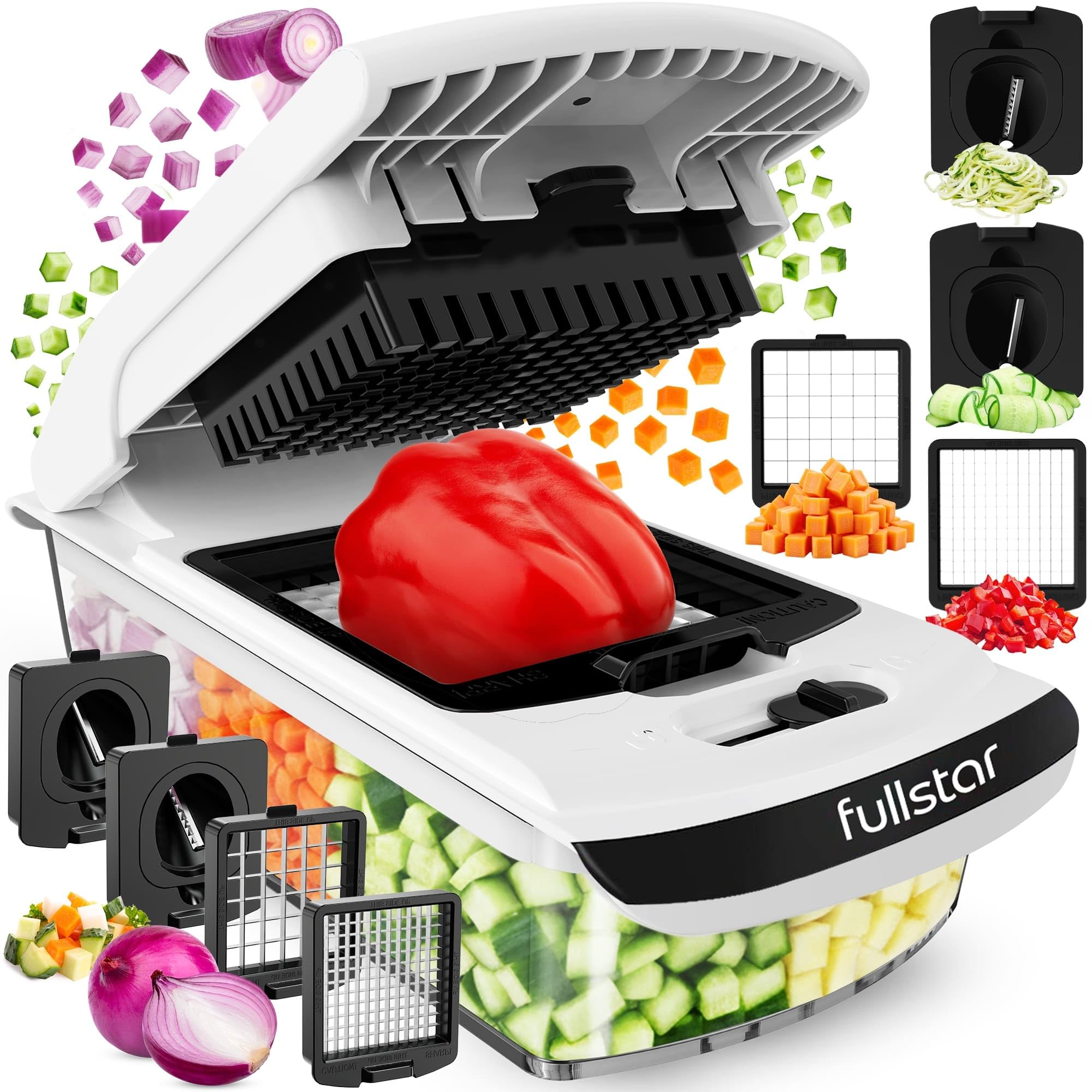 Fullstar Pro Original Vegetable Chopper - Chopper and Spiralizer - Food Chopper with Container, Fruit Cutter, Onion Dicer - A