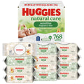 Huggies Natural Care Sensitive Baby Wipes, Unscented, Hypoallergenic, 99% Purified Water, 12 Flip-Top Packs (768 Wipes Total)