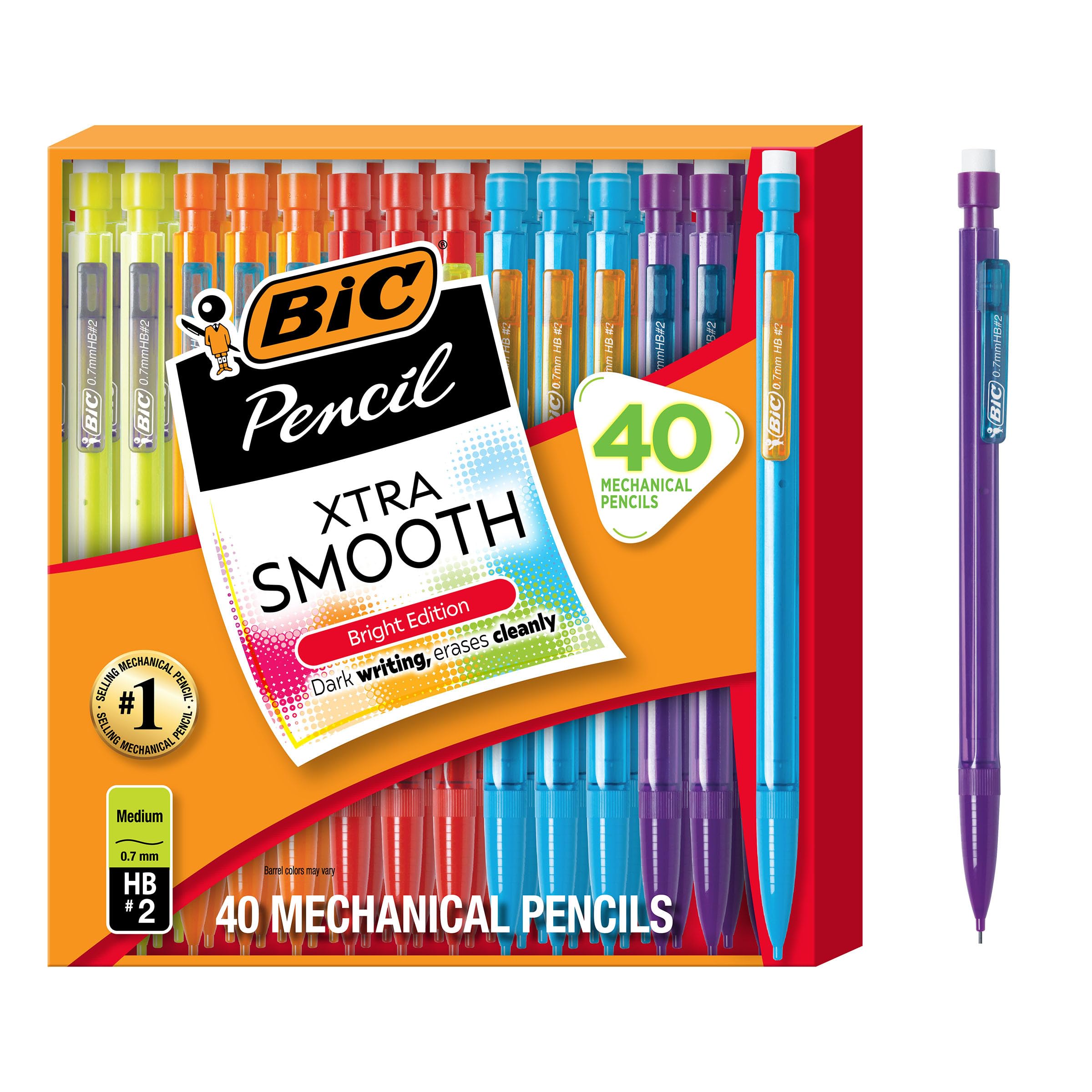 BIC Xtra Smooth Bright Edition Mechanical Pencils, 0.7 mm Medium Point, Bulk School Supplies for Students and Teachers, 40-Co