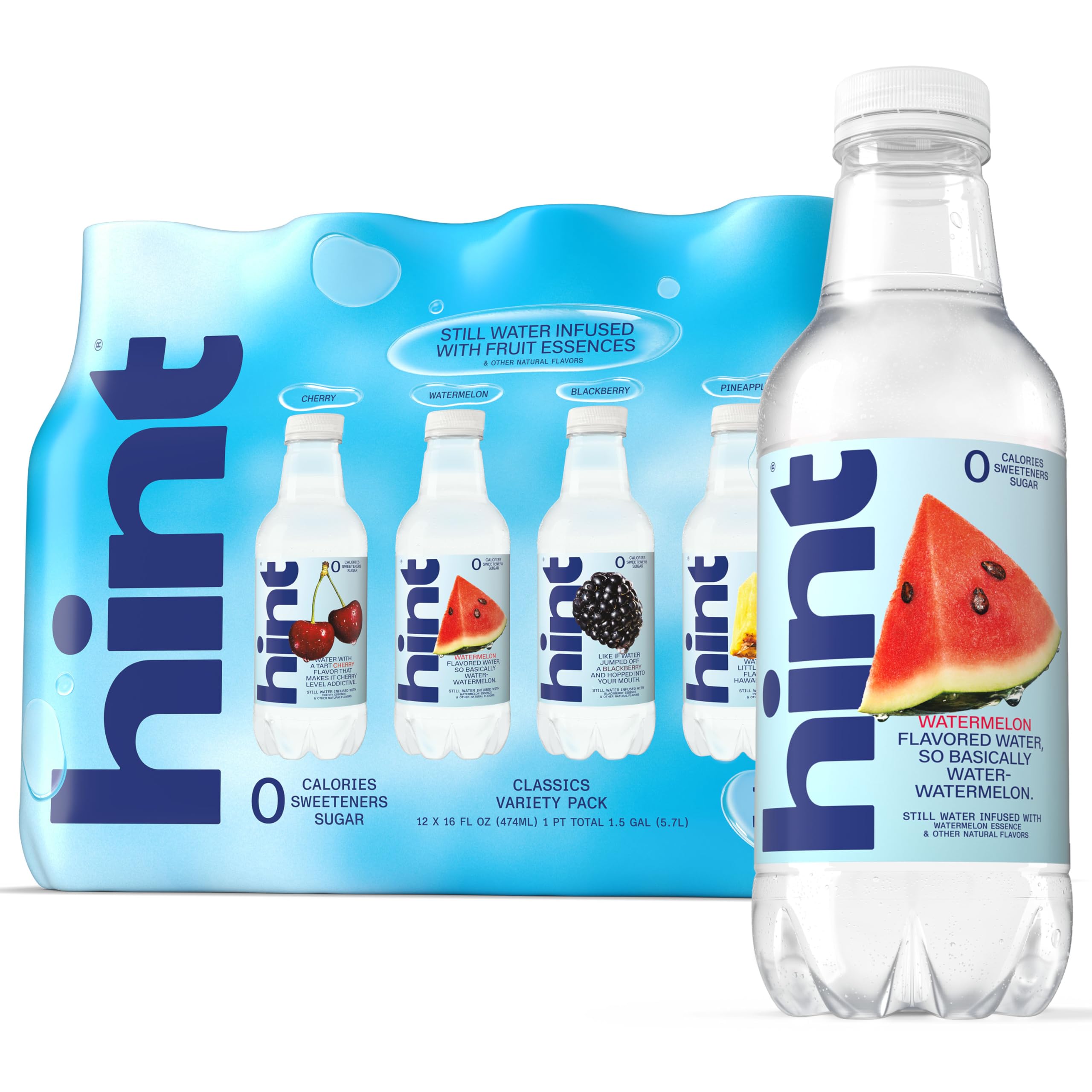 Hint Infused Bottled, Best Sellers Variety Pack - Sugar Free Flavored with Zero Calories, Natural Essences, and No Artificial
