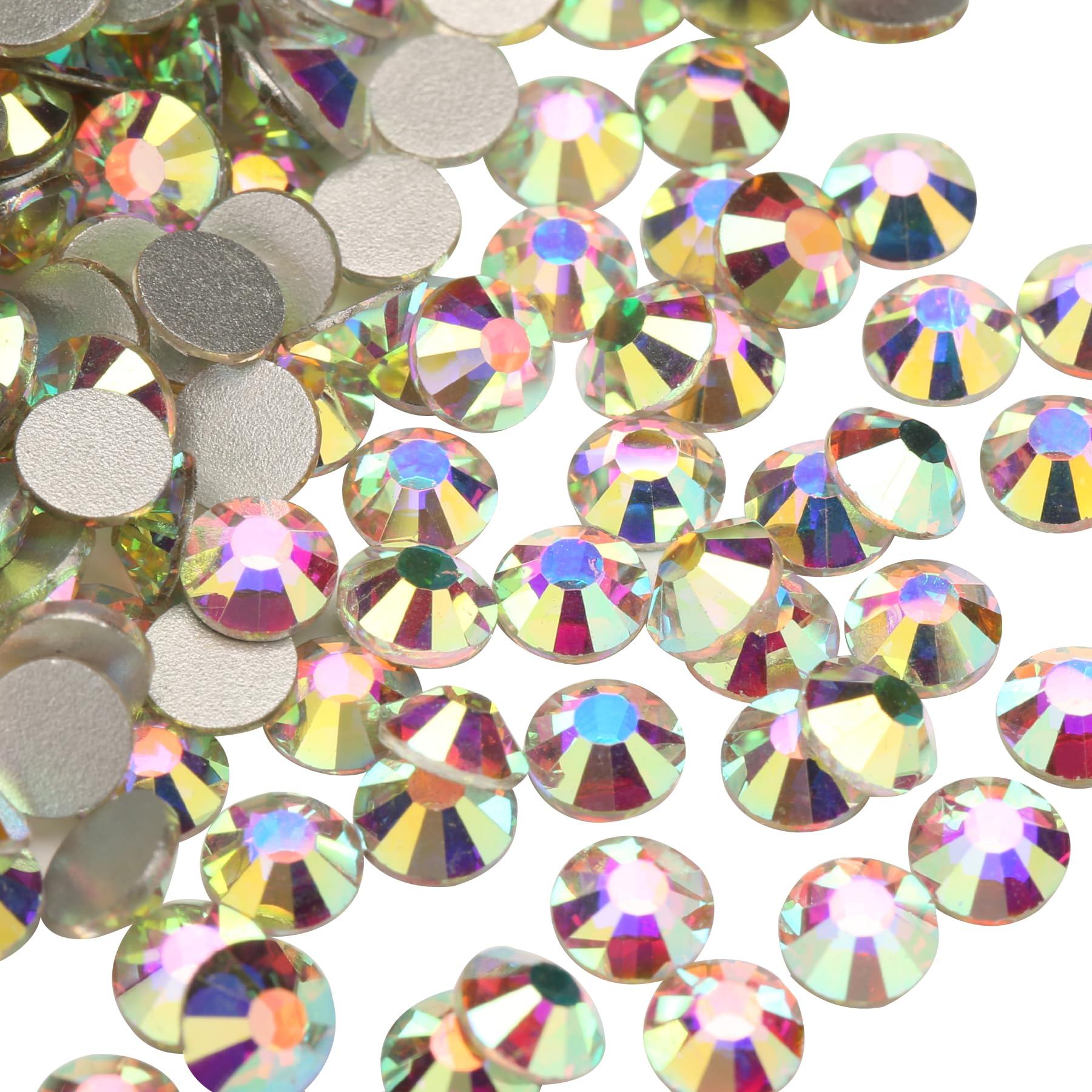 1440pcs Glue Fix Crystal Flatback Rhinestones Glass Diamantes Gems for Crafting Nail Art Crafts Decorations Clothes Shoes 4.8mm (ss20, Crystal AB)