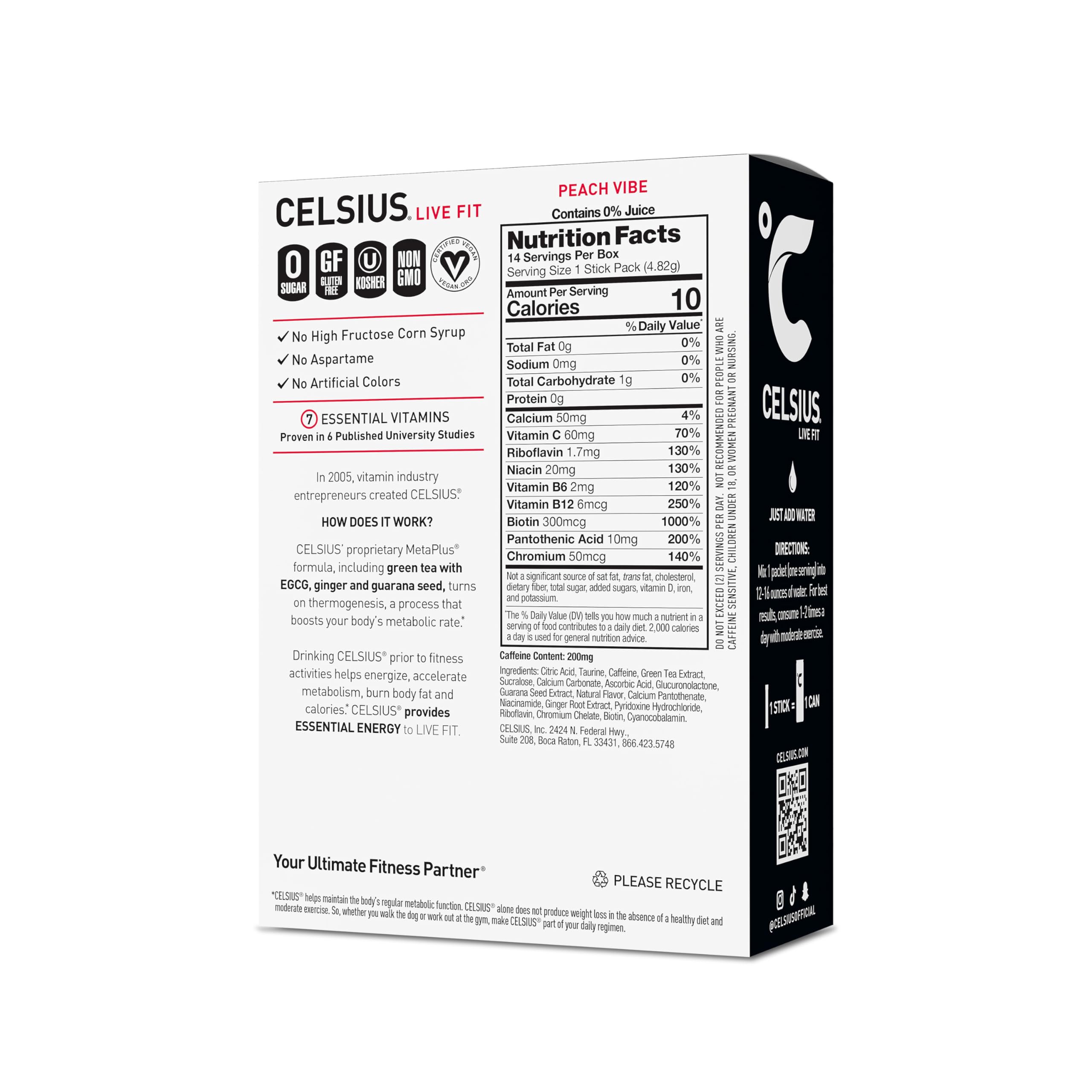 CELSIUS® On-The-Go Powder Sticks Dragonfruit Lime, Essential Energy 2.8 Oz