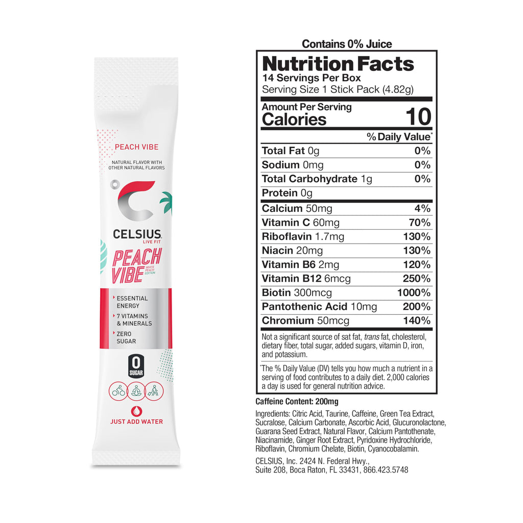 CELSIUS® On-The-Go Powder Sticks Dragonfruit Lime, Essential Energy 2.8 Oz