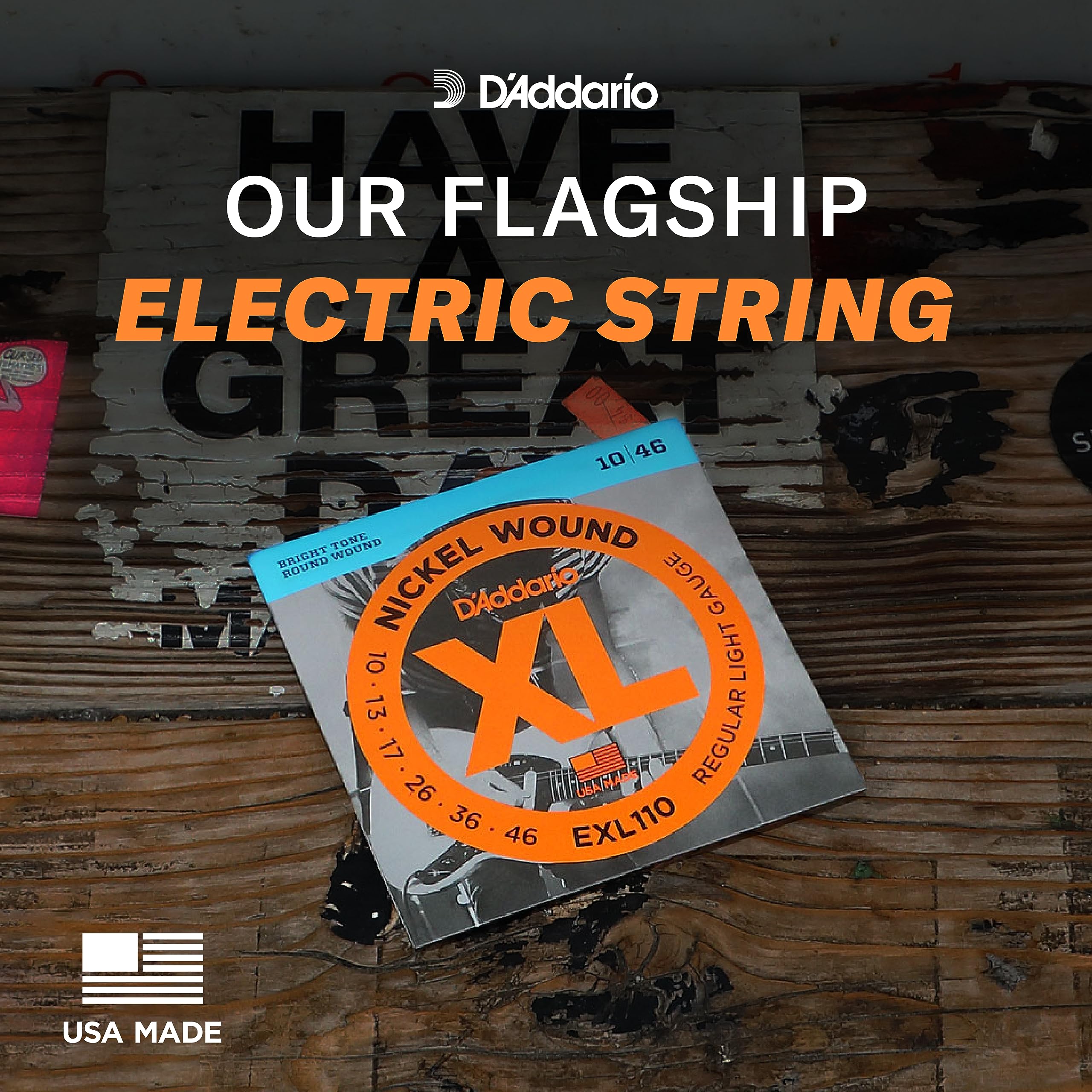 D'Addario Electric Guitar Strings, XL Nickel, EXL110-3D, Regular Light Gauge 10-46, 6-String Set, Pack of 3