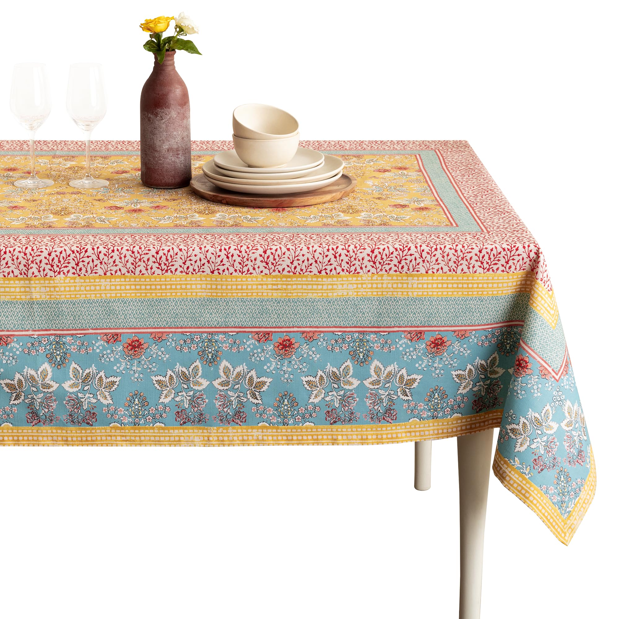 Maison d' Hermine Table Cloth Rectangle Table 100% Cotton 60 x 90 Inches Tablecloth Reusable Decorative for Dining Kitchen Ro